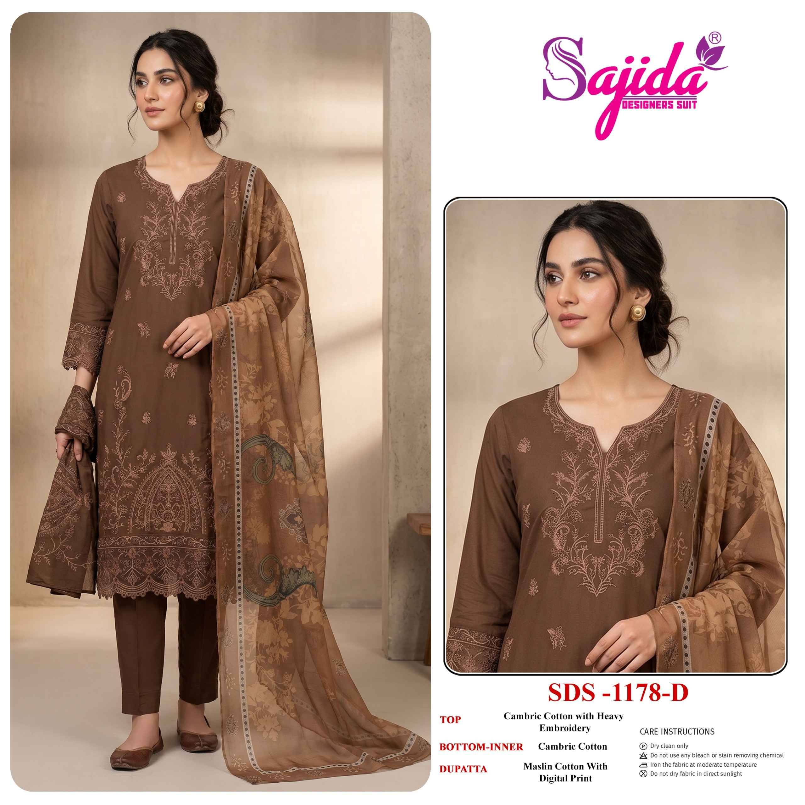 1178 COLORS By Sajida Designer Suits Beautiful Pakistani Suits Colorful Stylish Fancy Casual Wear & Ethnic Wear Cambric Cotton Embroidered Dresses At Wholesale Price
